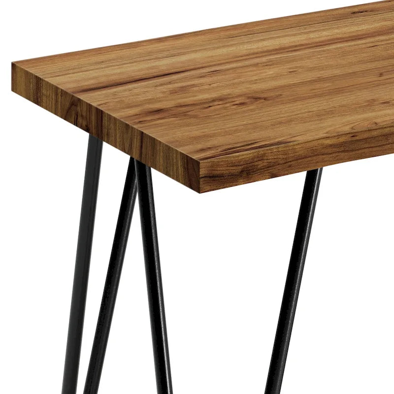 Banc contemporain industriel de 42 pouces de largeur en bois de manguier massif, naturel, 12,8 po P x 42,3 po L x 16,7 po H