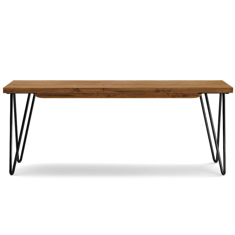 Banc contemporain industriel de 42 pouces de largeur en bois de manguier massif, naturel, 12,8 po P x 42,3 po L x 16,7 po H