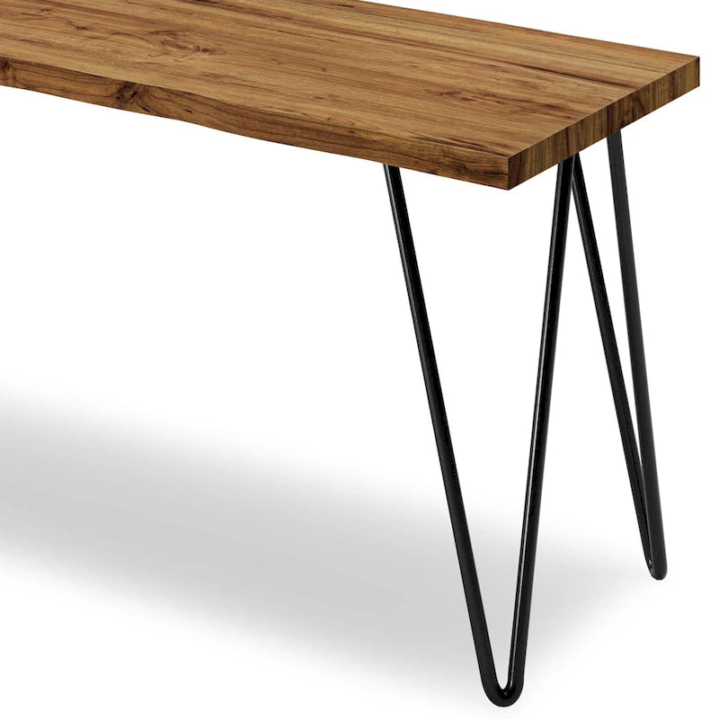 Banc contemporain industriel de 42 pouces de largeur en bois de manguier massif, naturel, 12,8 po P x 42,3 po L x 16,7 po H