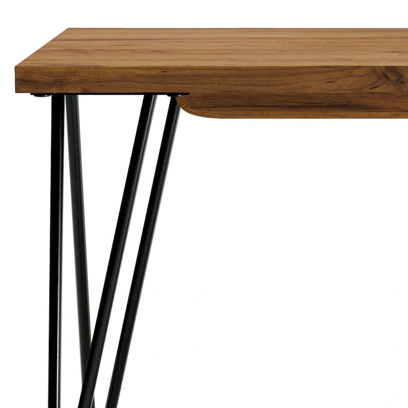 Banc contemporain industriel de 42 pouces de largeur en bois de manguier massif, naturel, 12,8 po P x 42,3 po L x 16,7 po H