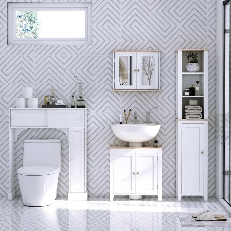 Meuble de rangement pour salle de bain au-dessus des toilettes - Blanc - 35 po x 9 po x 41 po