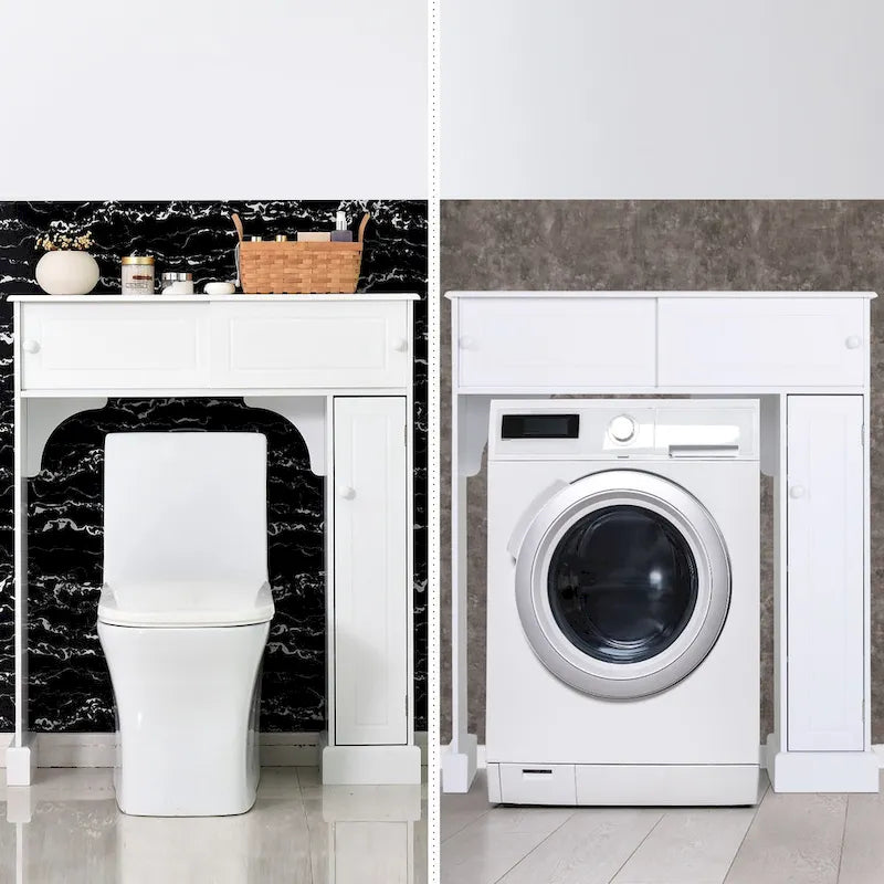 Meuble de rangement pour salle de bain au-dessus des toilettes - Blanc - 35 po x 9 po x 41 po