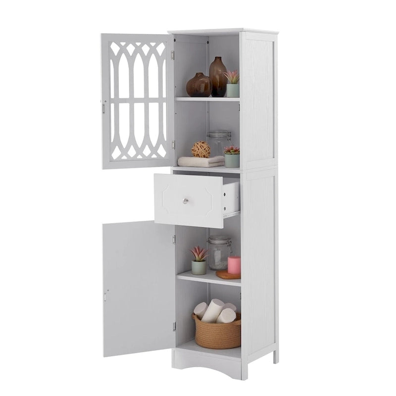 Meuble Colonne de Salle de Bain Autoportant avec Porte en Acrylique
