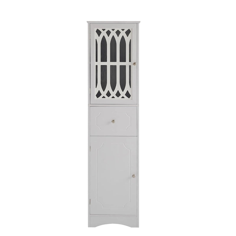 Meuble Colonne de Salle de Bain Autoportant avec Porte en Acrylique