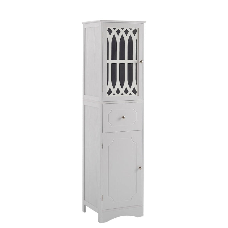 Meuble Colonne de Salle de Bain Autoportant avec Porte en Acrylique