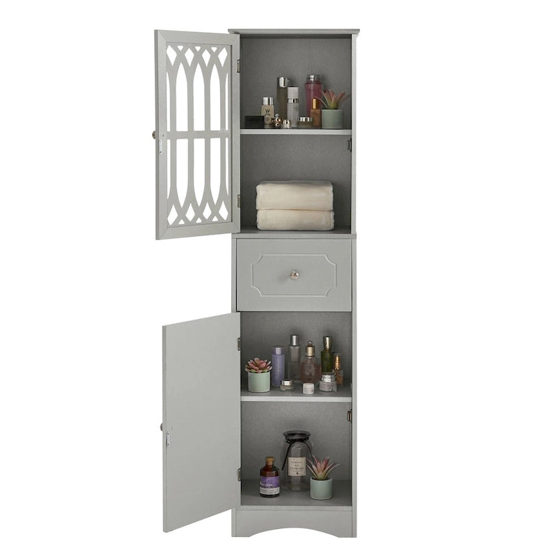Meuble Colonne de Salle de Bain Autoportant avec Porte en Acrylique
