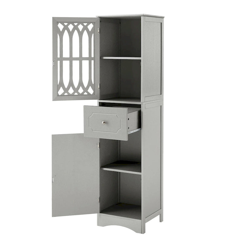 Meuble Colonne de Salle de Bain Autoportant avec Porte en Acrylique