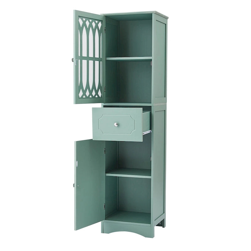 Meuble Colonne de Salle de Bain Autoportant avec Porte en Acrylique