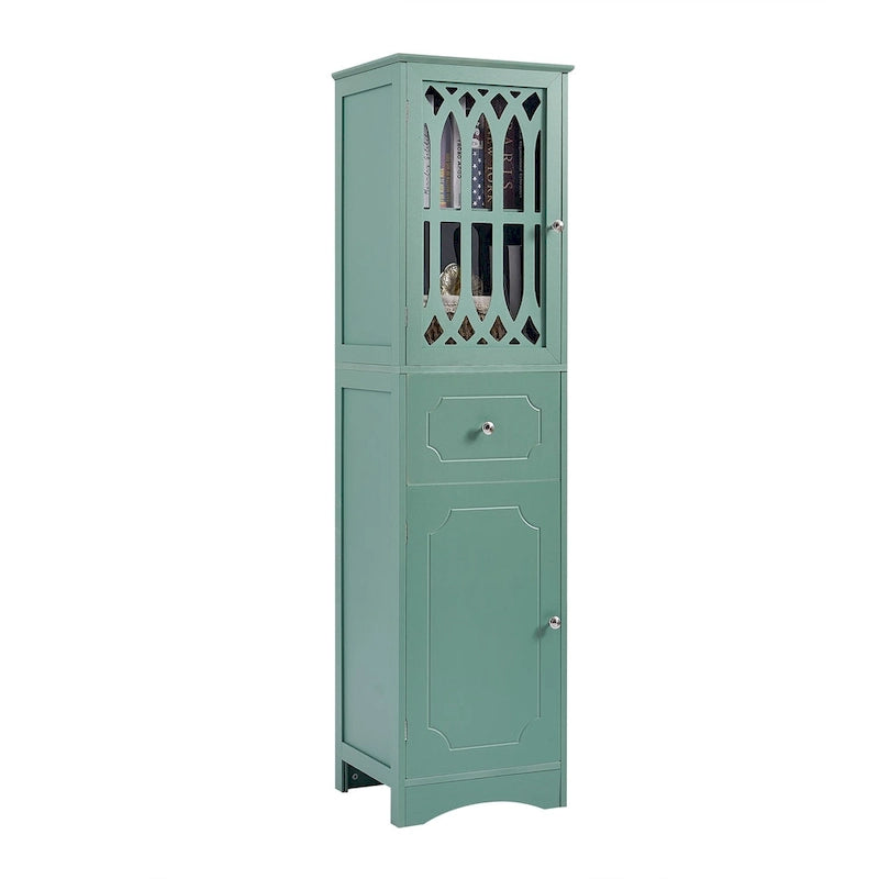 Meuble Colonne de Salle de Bain Autoportant avec Porte en Acrylique