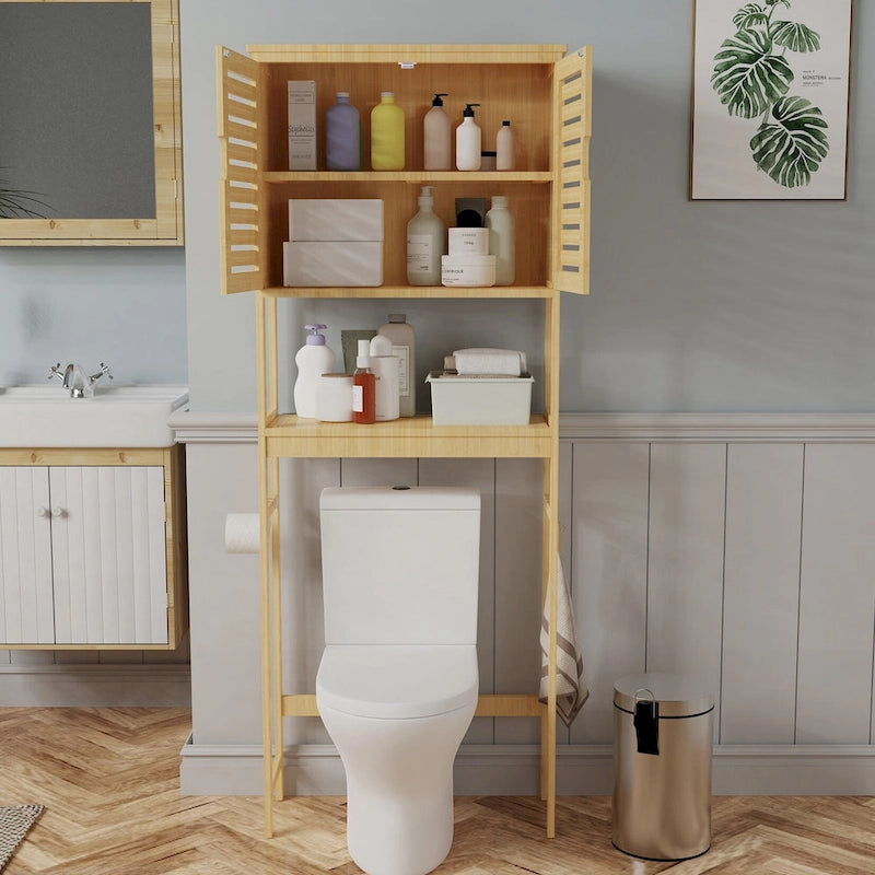 Meuble de rangement pour salle de bain au-dessus des toilettes avec portes et étagères 63,5 cm x 25,4 cm x 175,3 cm