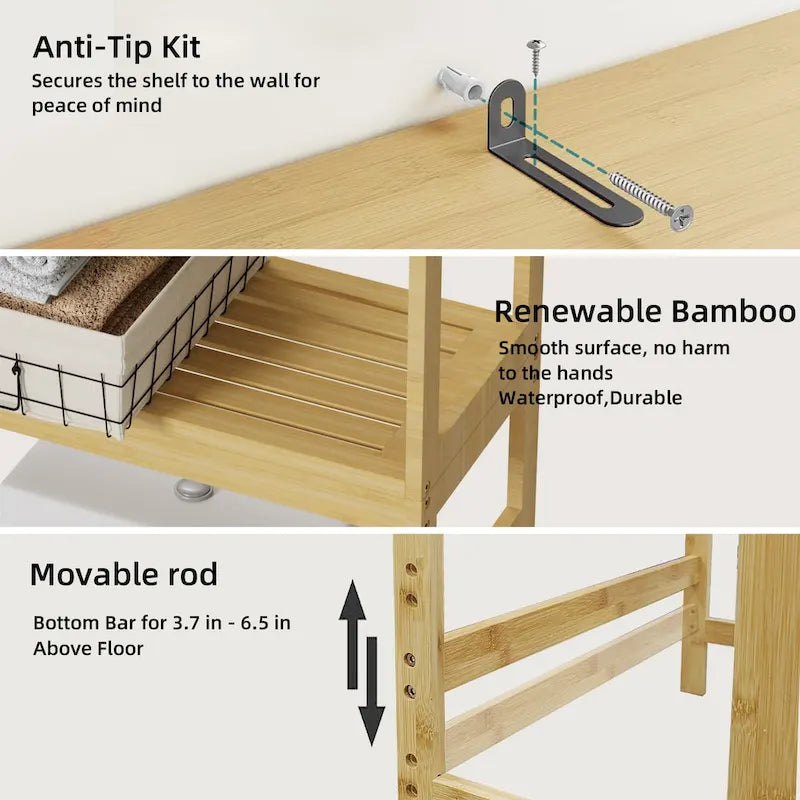 Meuble de rangement pour salle de bain au-dessus des toilettes avec portes et étagères 63,5 cm x 25,4 cm x 175,3 cm