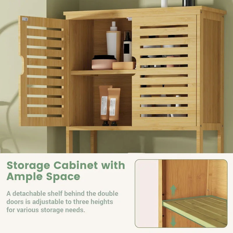 Meuble de rangement pour salle de bain au-dessus des toilettes avec portes et étagères 63,5 cm x 25,4 cm x 175,3 cm