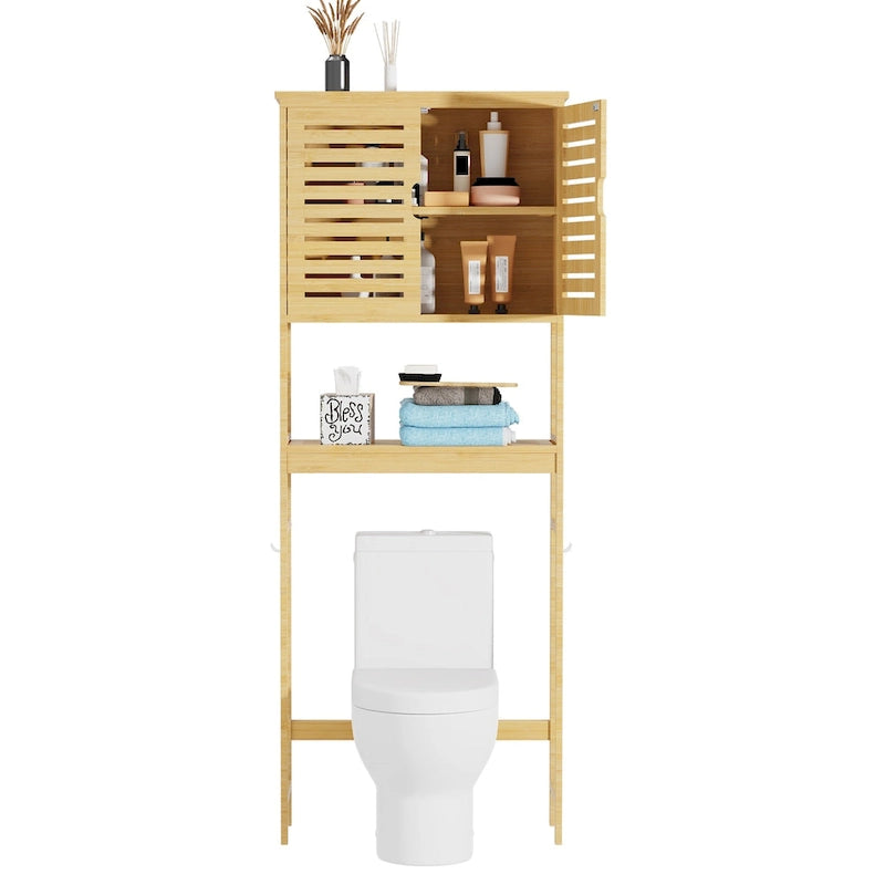 Meuble de rangement pour salle de bain au-dessus des toilettes avec portes et étagères 63,5 cm x 25,4 cm x 175,3 cm