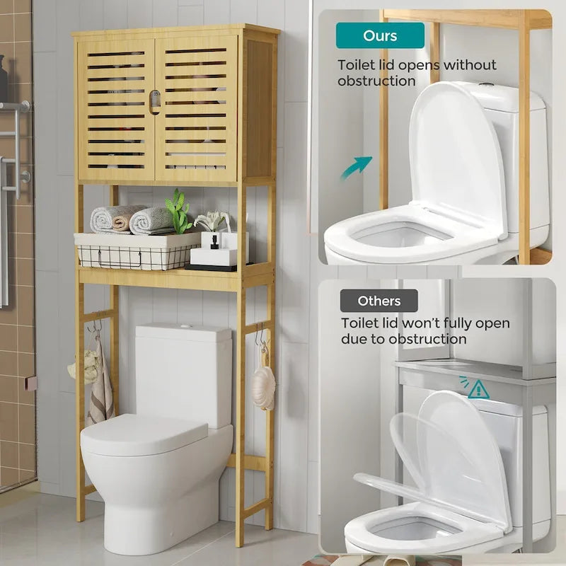 Meuble de rangement pour salle de bain au-dessus des toilettes avec portes et étagères 63,5 cm x 25,4 cm x 175,3 cm