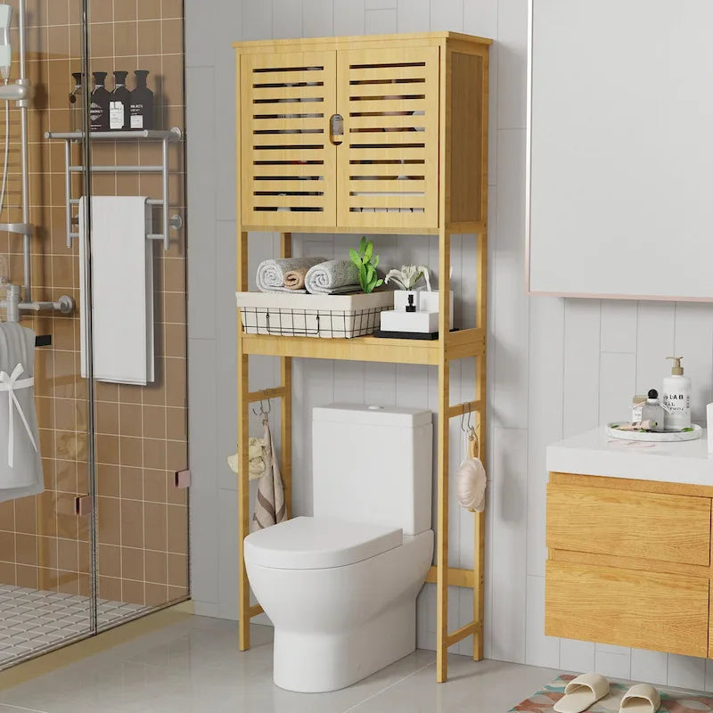 Meuble de rangement pour salle de bain au-dessus des toilettes avec portes et étagères 63,5 cm x 25,4 cm x 175,3 cm