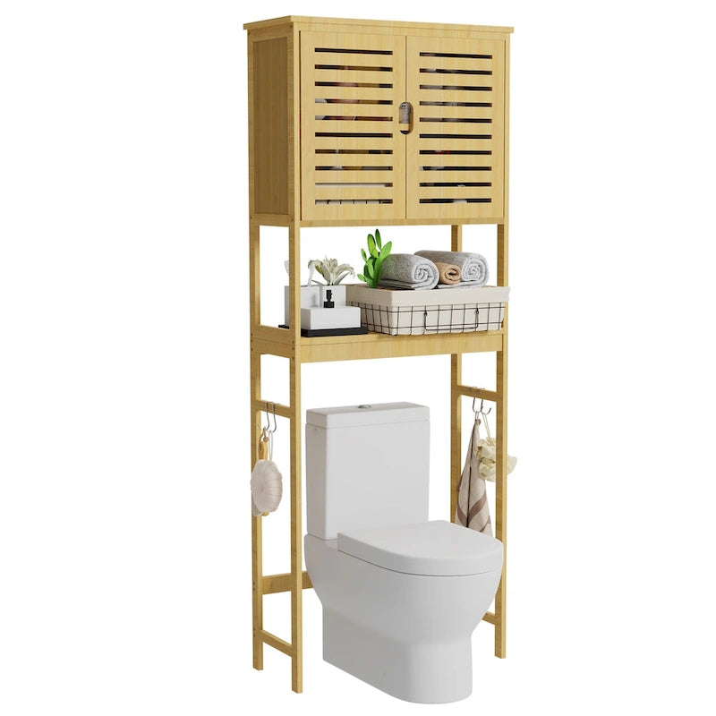 Meuble de rangement pour salle de bain au-dessus des toilettes avec portes et étagères 63,5 cm x 25,4 cm x 175,3 cm