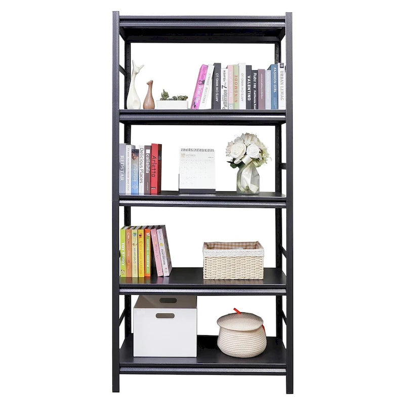 Étagère métallique robuste à 5 niveaux avec tablettes réglables