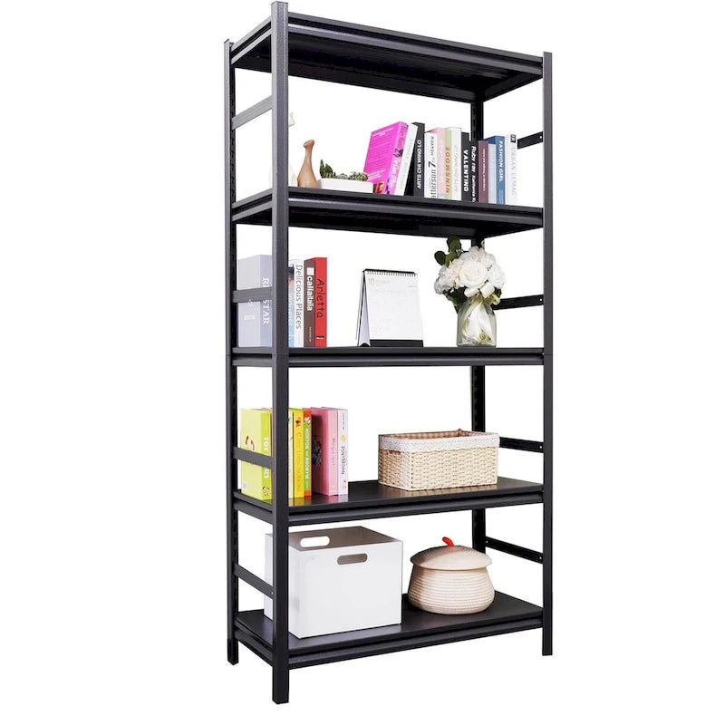 Étagère métallique robuste à 5 niveaux avec tablettes réglables