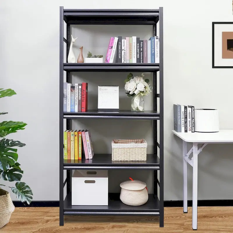 Étagère métallique robuste à 5 niveaux avec tablettes réglables