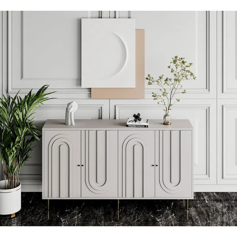 Buffet en bois laqué gris moderne à 4 portes