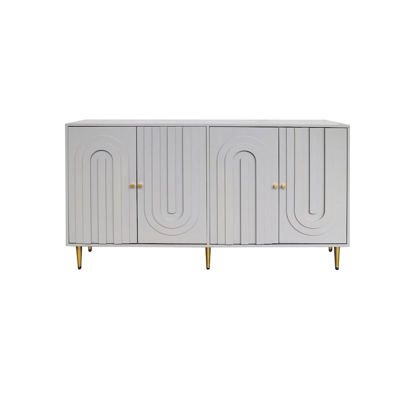 Buffet en bois laqué gris moderne à 4 portes