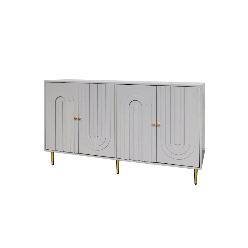 Buffet en bois laqué gris moderne à 4 portes