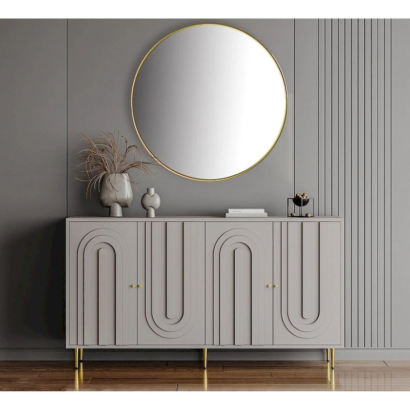 Buffet en bois laqué gris moderne à 4 portes