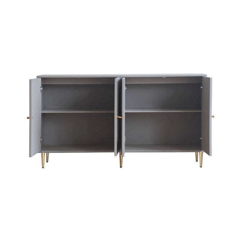 Buffet en bois laqué gris moderne à 4 portes