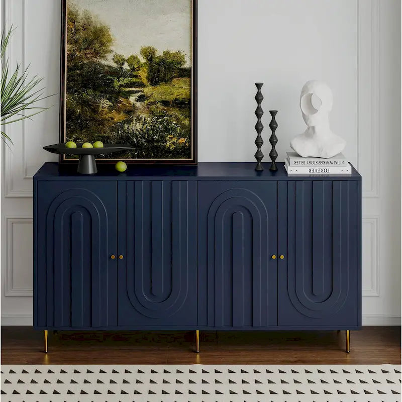 Buffet en bois laqué gris moderne à 4 portes