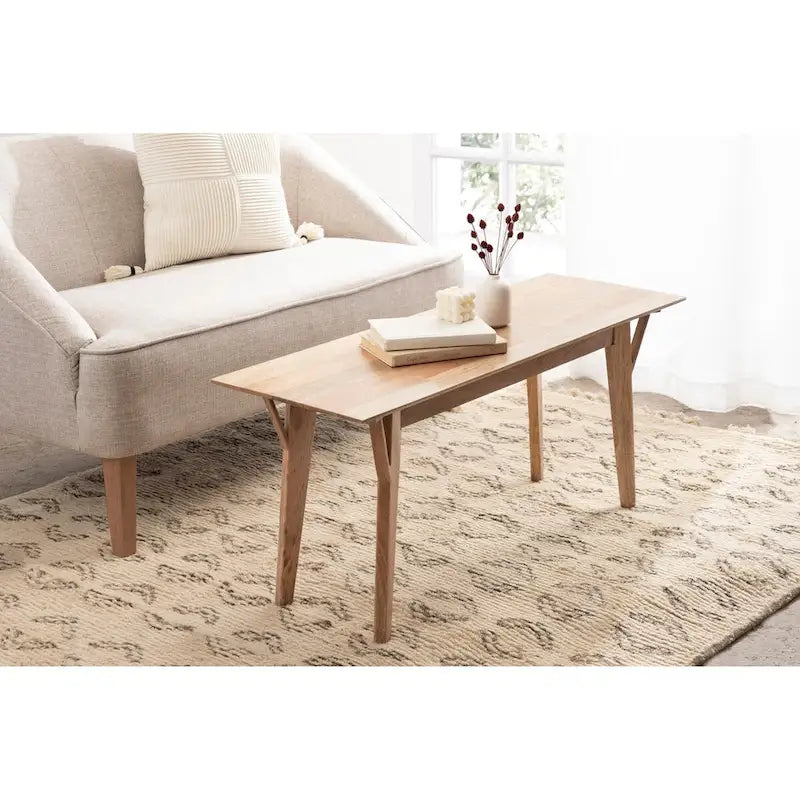 Banc en bois de manguier massif style Mid-Century Modern