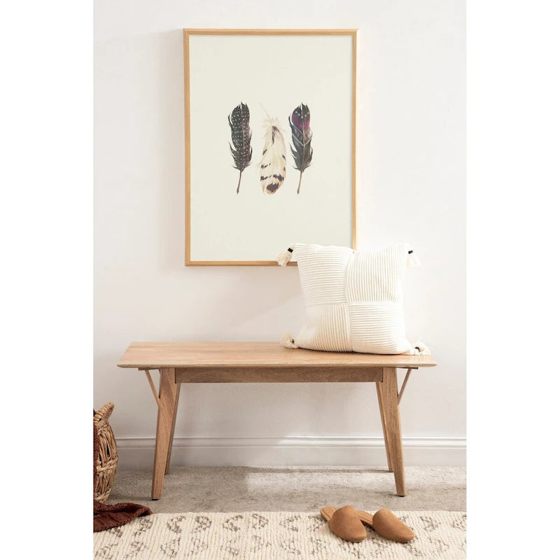 Banc en bois de manguier massif style Mid-Century Modern