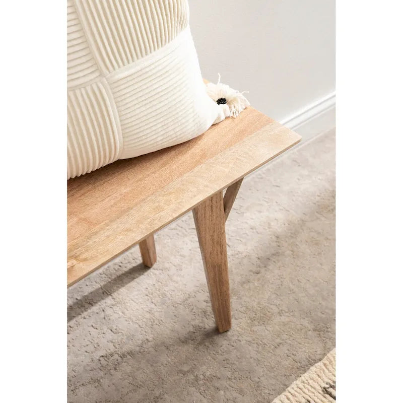 Banc en bois de manguier massif style Mid-Century Modern