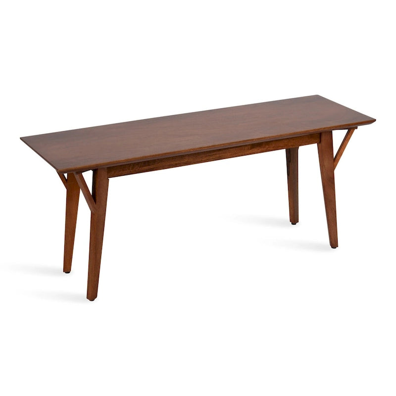Banc en bois de manguier massif style Mid-Century Modern