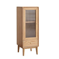 Meuble de rangement d'angle pour salon en chêne massif, table de rangement avec porte vitrée vintage, 2 étagères, 1 tiroir