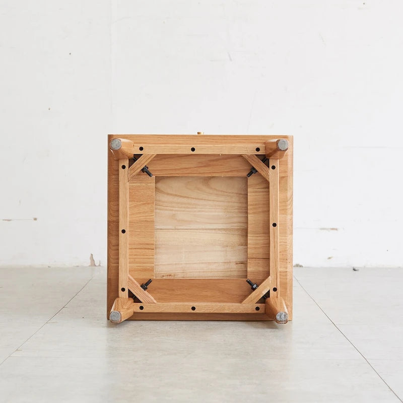 Meuble de rangement d'angle pour salon en chêne massif, table de rangement avec porte vitrée vintage, 2 étagères, 1 tiroir