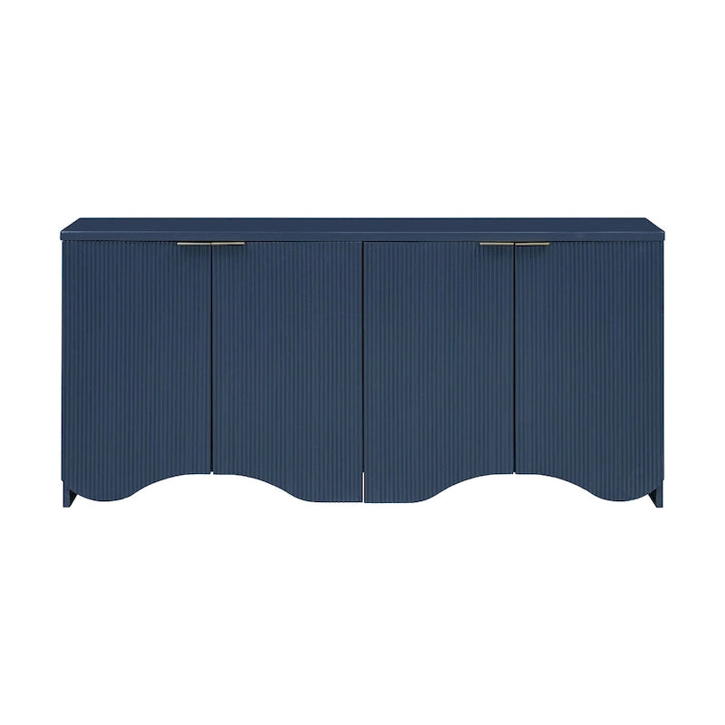 Meuble à quatre portes avec rayures verticales et motif ondulé