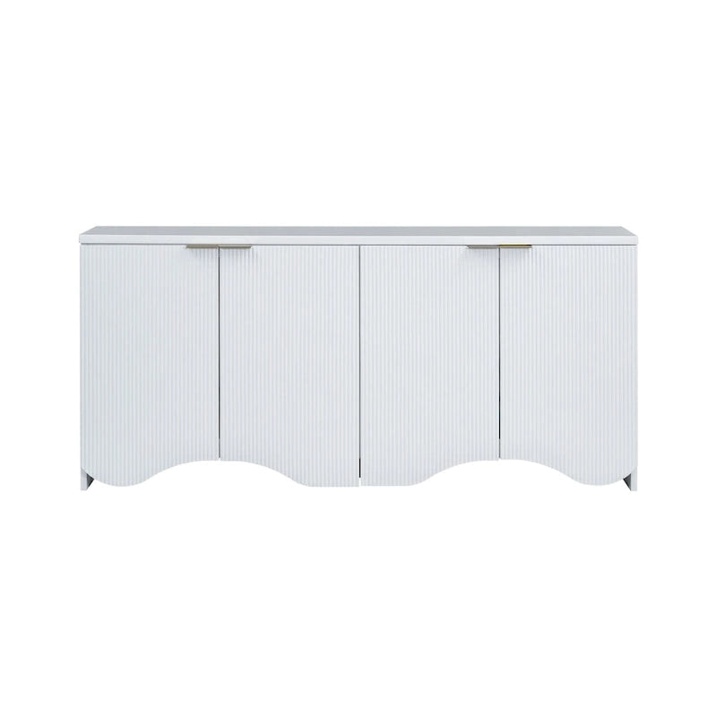 Meuble à quatre portes avec rayures verticales et motif ondulé