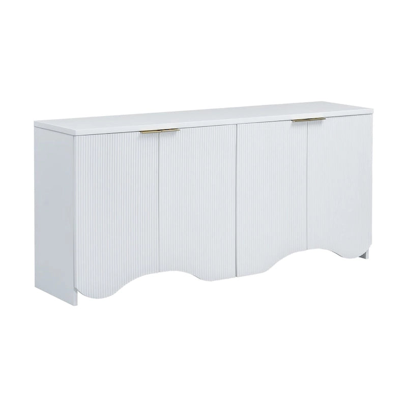 Meuble à quatre portes avec rayures verticales et motif ondulé