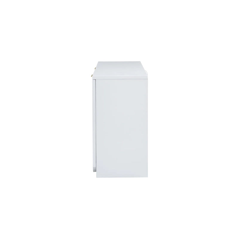 Meuble à quatre portes avec rayures verticales et motif ondulé