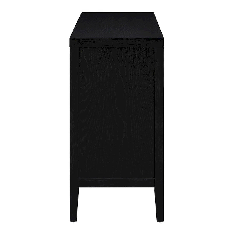 Buffet rétro avec motif de rainures circulaires et poignée de porte ronde en métal
