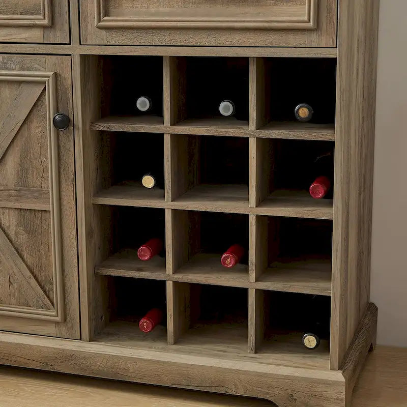 Buffet de ferme avec 2 tiroirs et casiers à vin amovibles