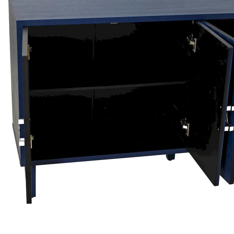 Meuble de rangement élégant et fonctionnel à 4 portes avec pieds en pin et MDF pour salon, chambre et cuisine