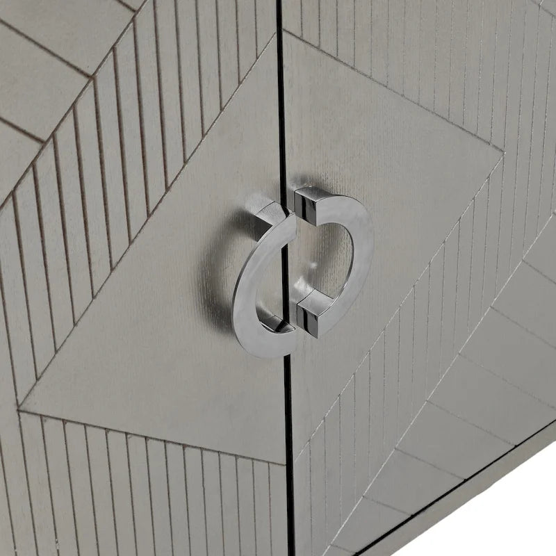 Meuble de rangement élégant et fonctionnel à 4 portes avec pieds en pin et MDF pour salon, chambre et cuisine