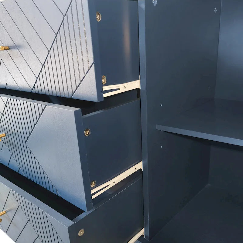 Meuble de rangement élégant et fonctionnel à 4 portes avec pieds en pin et MDF pour salon, chambre et cuisine