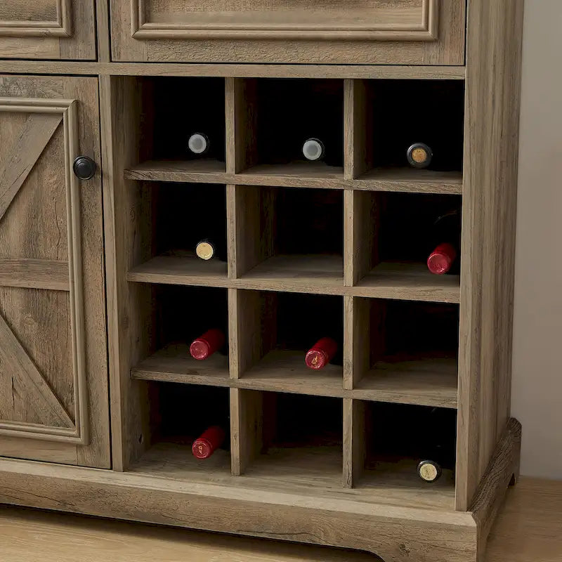 Buffet rustique avec casier à vin et deux tiroirs