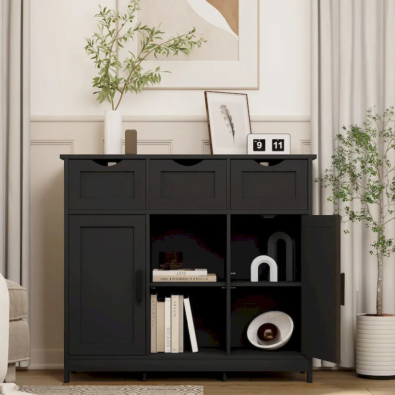 Buffet commode à 3 tiroirs de 35,4 pouces de largeur