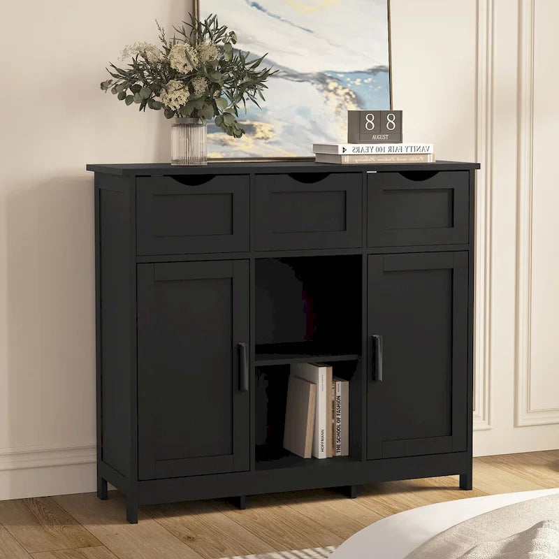 Buffet commode à 3 tiroirs de 35,4 pouces de largeur