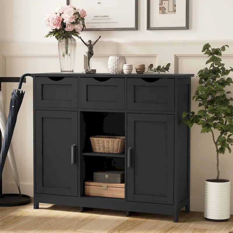 Buffet commode à 3 tiroirs de 35,4 pouces de largeur
