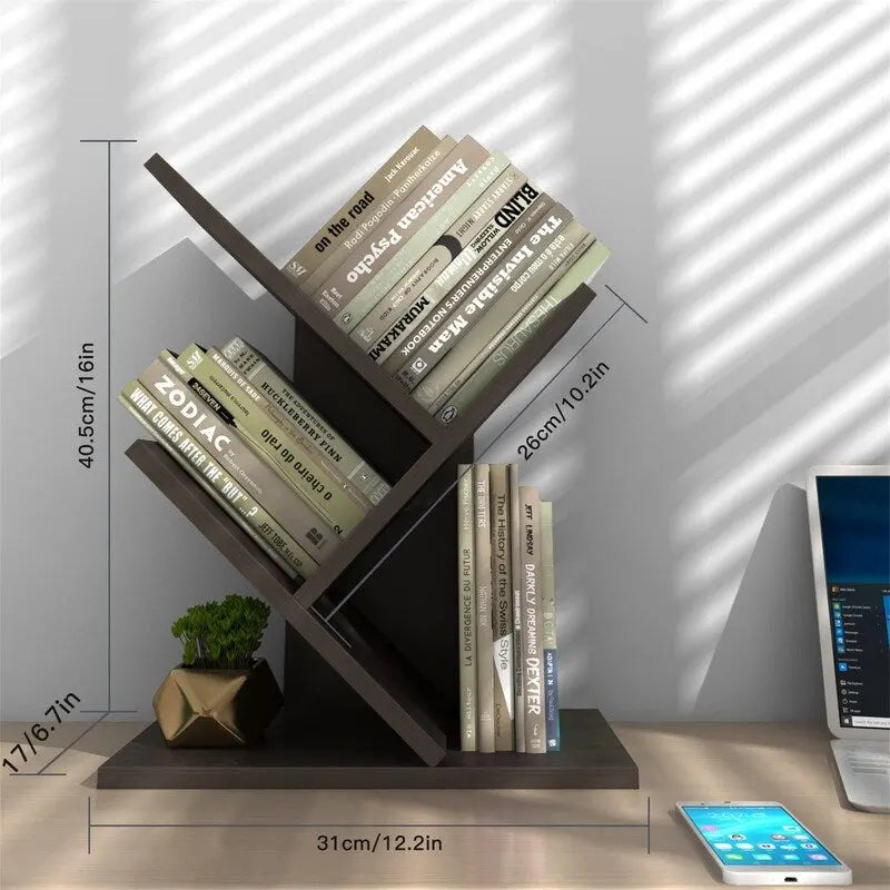 Étagère bibliothèque en forme d'arbre en bois