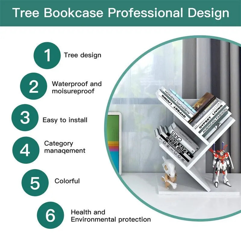 Étagère bibliothèque en forme d'arbre en bois